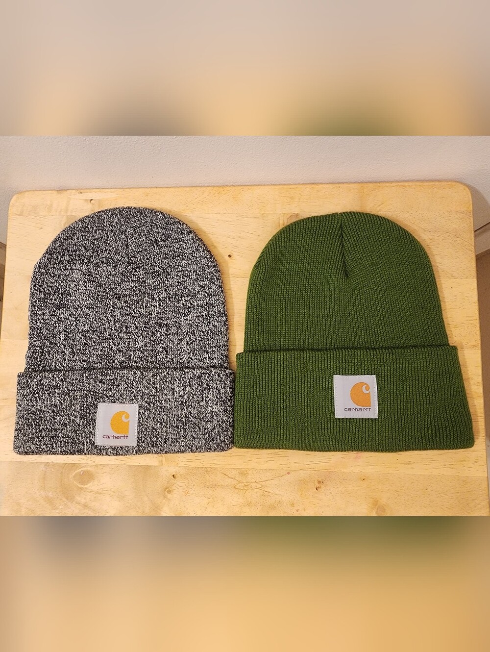 Carhartt Knit Beanie Bundle - Olive Green & Marled Gray